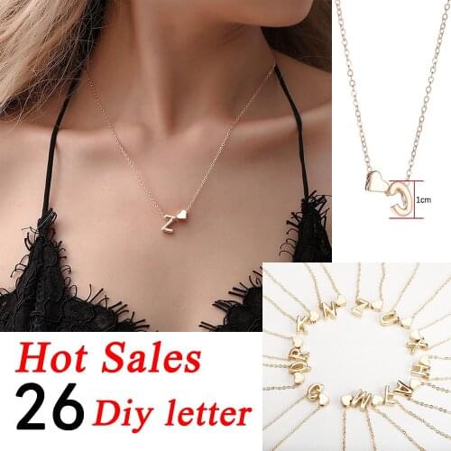 Hot Fashion Tiny Heart Dainty 26 Style Initial Necklace Letter Name Choker Necklace For Women Pendant Jewelry Gift