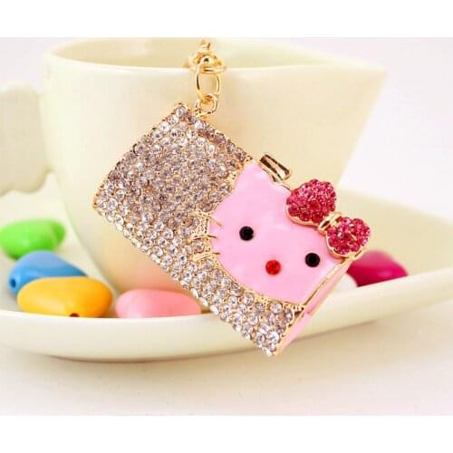 European and American fashion creative gifts cute cartoon kitten head shape handbag key chain metal pendant jewelry