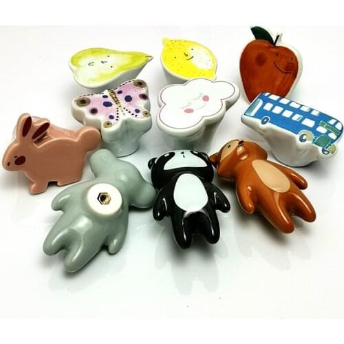 Cartoon animals Kids Ceramic Drawer Furniture Knobs Children Cute Cabinet Dresser Knob Cute Cupboard bedroom decor Handle koala