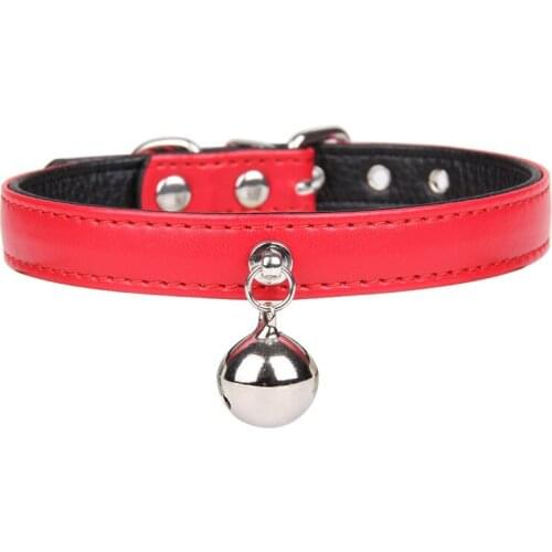 Soft PU Leather Cat Collar with Bells Solid Puppy Collars for Small Medium Dog Cat Accessories Chihuahua Pet Products