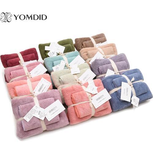 12 Colors 2pcs Towel Set Microfiber Fabric Towels Plush Face Hand Towel Quick Dry Bath Towels for Adults kids Super Absorbent