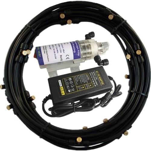 S287 Self Priming Pump 15W Quiet Water Pump Watering Kit 6pcs/11pcs/16pcs Nozzle Mist System for Greenhouse Humidification