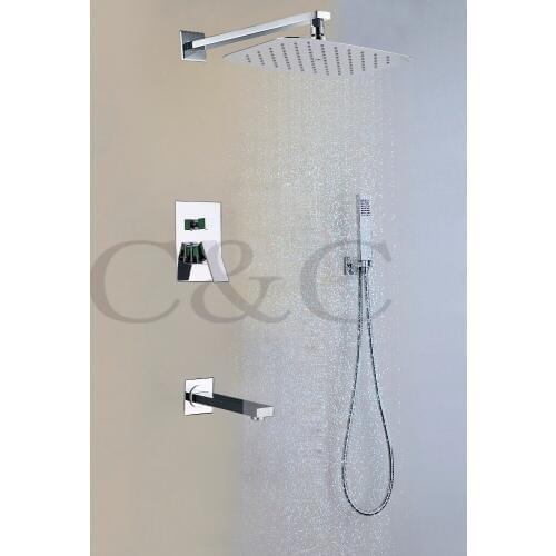 Wall Mounted Bathroom Rainfall Shower Faucet Set UFO Ultra-thin Air Drop Rain Shower Head With Bath Mixing Valve I006-30X20TA-2S