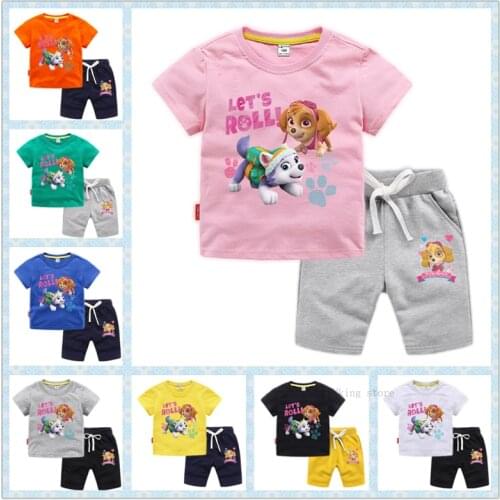 2021 New Paw Patrol Baby Clothes Set Summer Kids T Shirt with Pants Casual Sport Suits 2pcs Tracksuit Outfits Boy Girl Gift