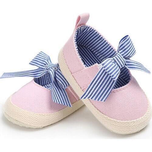 Newborn Infant Baby Girls Casual Shoes Bow Anti-slip Crib Shoes Soft Sole Sneakers Prewalker