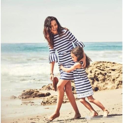 Mother Daughter Matching Clothes Summer Dress Mother And Kids Casual Long Dress Matching Mom Girl Family Clothes Outfits Dresses