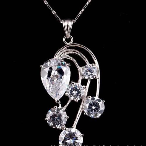 Great quality CZ sweater chain White Pendant