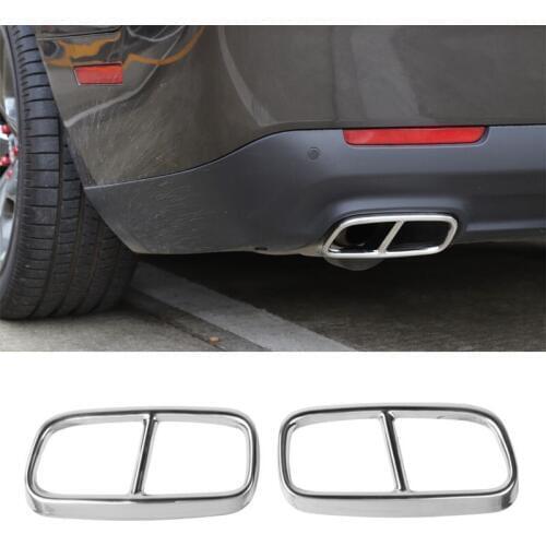 Fit For Dodge Challenger 2015+ Car Rear Throat Decoration Frame Trim Stickers Car Styling Accessory Stainless Steel