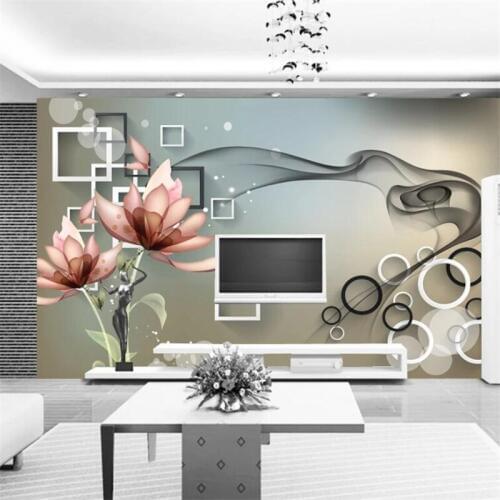 Custom wallpaper 3d mural Nordic fashion style hand-painted lily banana leaf background wall dream transparent flower wallpaper