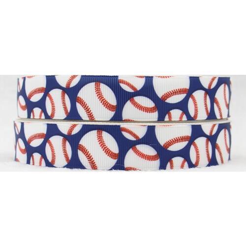 Q&N ribbon 16mm 22mm 25mm 38mm 50mm 75mm 160919001 Baseball Printed Sport Grosgrain Ribbons For Hairbow 50yds/roll Free Shipping