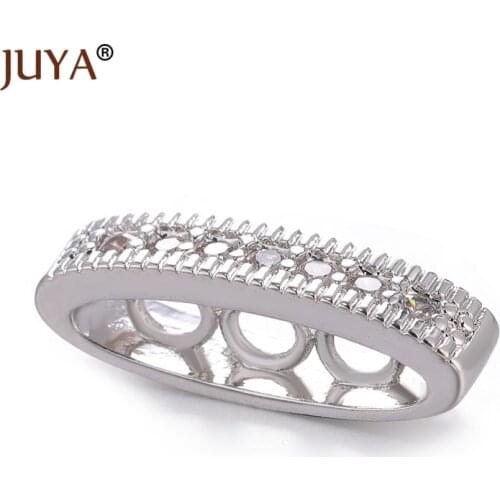 6 pcs wholesale copper zircon rhinestone 3 Holes Small Spacers charm For DIY Beads Jewelry Making Accessories