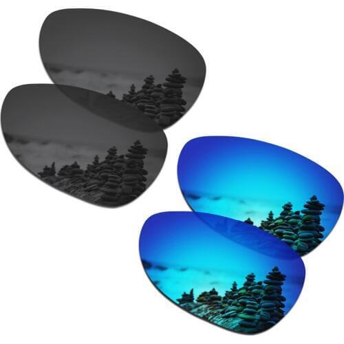 SmartVLT 2 Pairs Polarized Sunglasses Replacement Lenses for Oakley Felon Stealth Black and Ice Blue