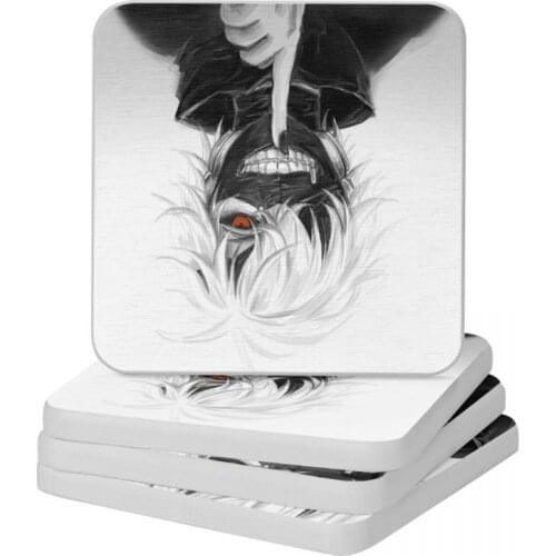 Tokyo Ghoul Ken Diatomite Square Round Coaster Water Absorption Cup Bonsai Mat Soap Toothbrush Pad 10x10cm