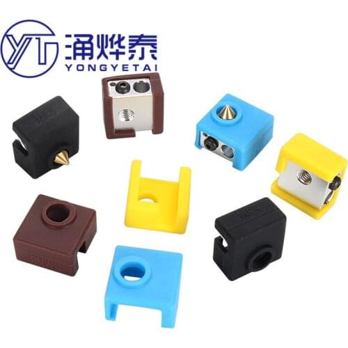 YYT 10PCS MK7 MK8 MK9 Heating aluminum block silicone sleeve, high temperature resistance up to 220 ℃, blue yellow brown black