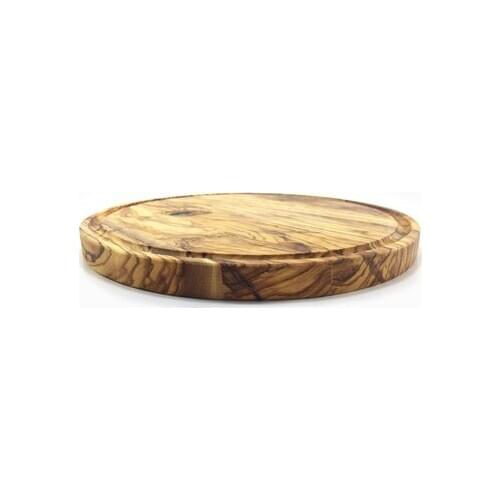 Zethome Natural Wood Handmade Round, Slotted Steak / Pizza Board 25cm