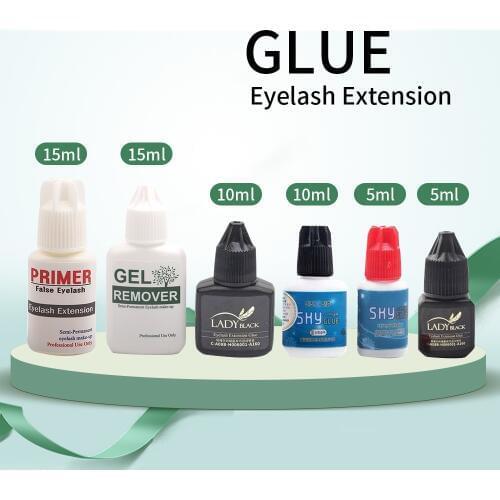 1Bottle Sky Glue/Lady Black Glue for Eyelash Extension with Low Irritation 3-4 second Fast Drying Glue Primer/Cleaner