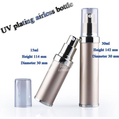 200pcs/lot capacity 15ml Golden statuette vacuum bottle lotion bottle, plastic0.5 ounce UV plated cream bottle