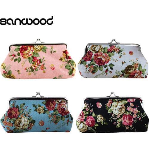 2016 Womens Coin Purse Money Bag Case Wallet Keys Card Pouch Big Flower Pattern Hasp Carteira 9IEX