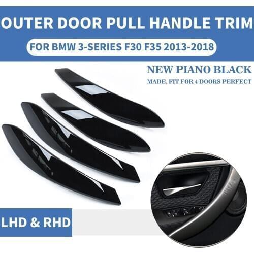 4PCS LHD RHD Piano Black Car Interior Inner Door Pull Handle Outer Front Rear L R Protect For BMW F30 F80 F31 F32 F33 F35 13-18
