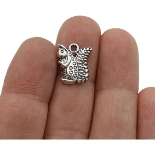40PCS Antique Silver Plated squirrel Charm Pendants for Jewelry Making Bracelet DIY Accessories 16x14mm
