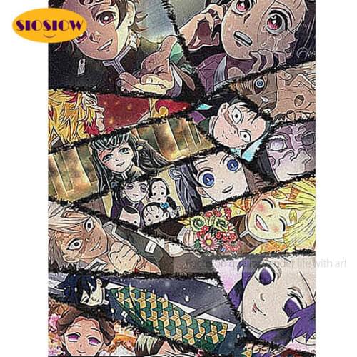 5D Diamond Painting Demon Slayer Kimetsu No Yaiba Japan Cartoon Picture Embroidery Cross Stitch Full Square Set Wall Home Decor