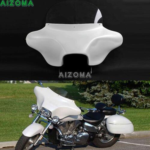 White 6x9 Speakers Cut Out Headlight Batwing Fairing w/ Windshield Bracket for Harley Touring Road King FLHR FLHRS FLHRI 1994-13
