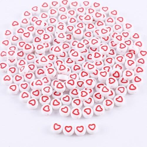 200/500pcs Love Mix Acrylic Beads Round Flat Heart Loose Spacer Beads For Jewelry Making Diy Bracelet Necklace Wholesale Trend