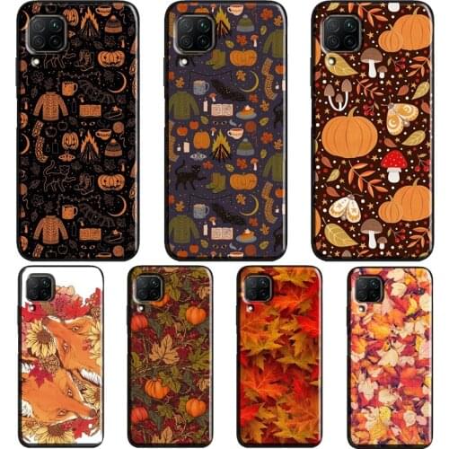 Autumn Leaves Fall Fox Pumpkin Case For Huawei P40 P30 P20 Mate 20 Lite P Smart Z 2019 2021 Nova 5T Honor 20 Pro 9X 8X