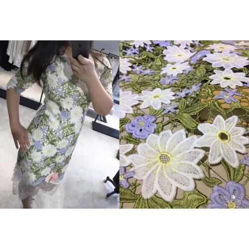 Breathable soft embroidery plain white Dry cotton lace New fashion Sunflowers Design African Swiss voile Lace fabric DY-wxb10