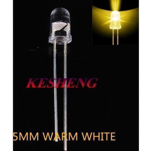 F5 Ultra Bright 5MM Round Warm White Water Clear LED Light Lamp Emitting Diode Transparents 2000 pcs/lot