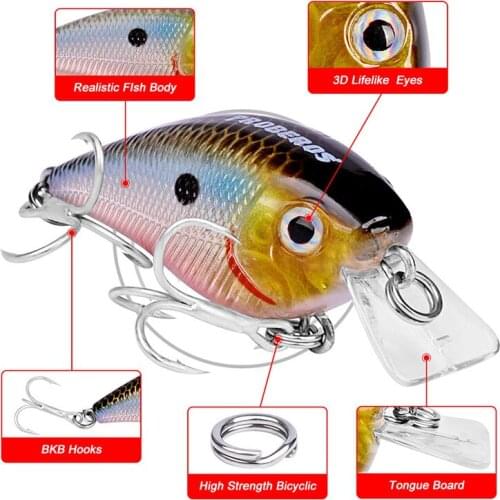 Diving Depth 0.8-2.5m Freshwater Professional Plastic Fishing Bait Artificial Floating Crank 55mm/6.2g Fishing Lure Hard Bait