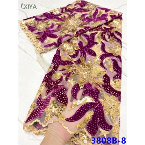 Hot Sale Velvet Lace Fabric African Sequin Lace Fabric for Sewing New Arrivals French Tulle Lace Fabric with Sequins APW3808B
