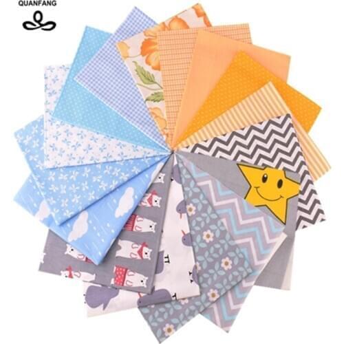 QUAN FANG 16pcs/lot printing Cotton Fabric For Patchwork Tissue Cloth DIY Sewing Quilting Material Baby Children 40x50cm 20x25cm