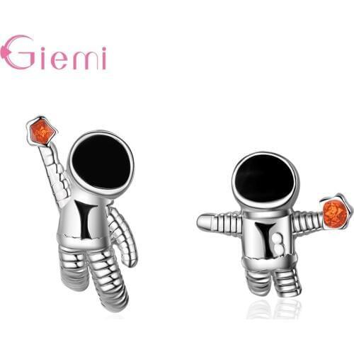 Exquisite Cosmic 925 Sterling Silver Planet Astronaut Stud Earrings For Women Trend Creative Party Gift Jewelry Oorbellen