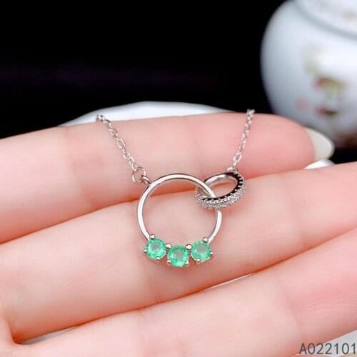 KJJEAXCMY fine Jewelry 925 Sterling Silver Natural Emerald Girl classic gemstone Pendant Necklace Support Test Chinese style