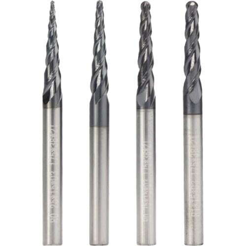 Tapered Ball Nose End Mill 3.175mm Shank Carbide Wood Engraving Bit CNC Router Bit Milling Cutter R0.25/0.5/0.75/1.0