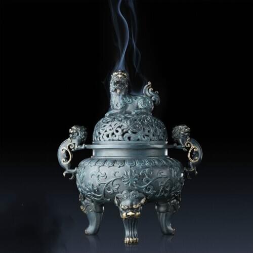 All Copper Ornaments "Wealth Curling (Incense Burner)" All Copper Incense Burner Home Crafts Decorations