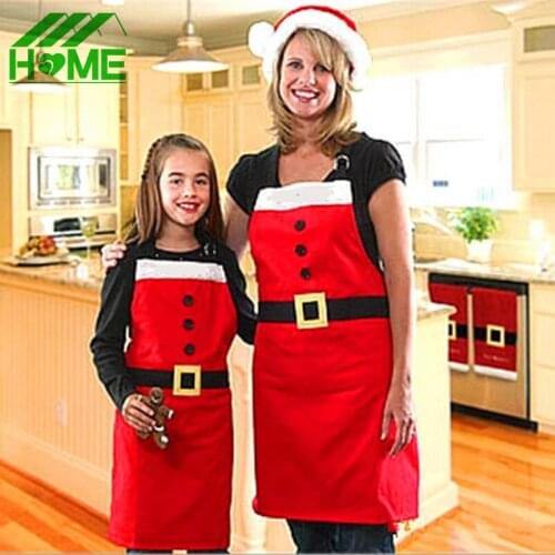 Cute Cotton Christmas Santa Claus Apron Navidad Natal Patterns Funny Sexy Women Kids Child Chef Cooking Kitchen Dinner Aprons