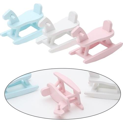 Dollhouse Miniature Rocking Horse Chair 1/12 Dollhouse Bedroom Decor Blue