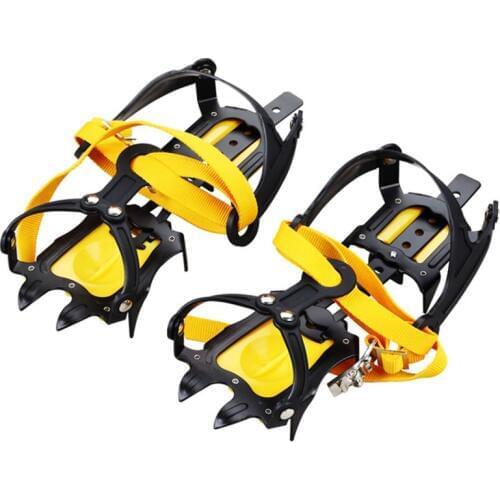 10-Teeth Outdoor Climbing Antiskid Crampons Adjustable Winter Walk Ice Mountaineering Snowshoes Manganese Steel Slip Shoe Covers