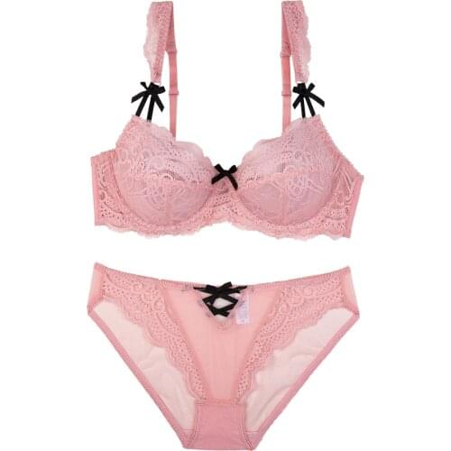 New Sexy Lace Ultra-Thin Lingerie Perspective Temptation Large Size Underwear Women Push Up Bra Set