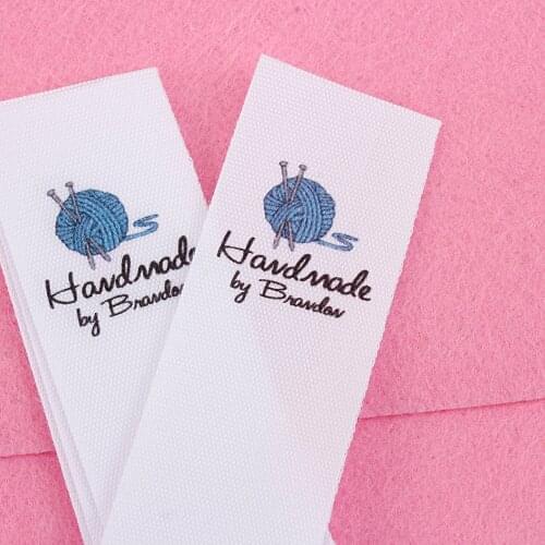 Custom Sewing Label, Handmade Tags, Name,Cotton Ribbon, Logo or Text, Personalized Brand, Knitting Crochet, 25mm x 70mm (MD5232)
