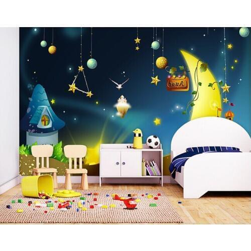 Custom papel DE parede infantil, cartoon stars mural painting in the castle for children room bedroom setting wall wallpaper