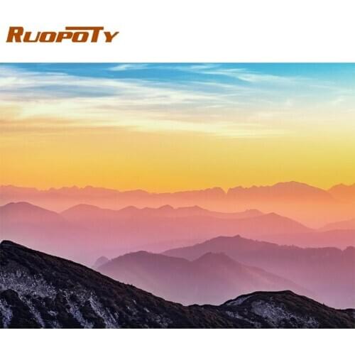 RUOPOTY Frame Picture Diy Painting By Numbers Mountain Abstract Landscape Coloring By Number Acrylic Canvas Painting Drawing Art