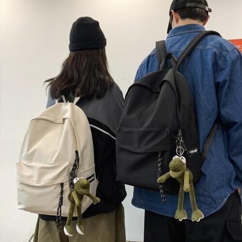 15.6inch Travel Laptop Backpacks Couple Simple Solid Color Backpack Women Men Large Capacity Shoulder School Bags Harajuku 2021