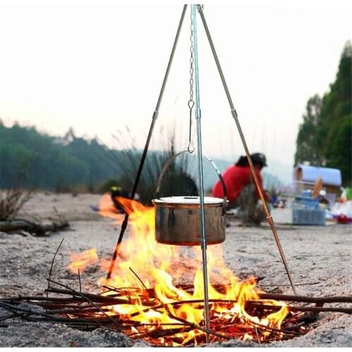 Aluminum Alloy Tripod Outdoor Portable Folding Picnic Cooking Dutch Oven Tripod Hanging Pot Campfire Grill Stand