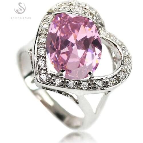 SHUNXUNZE engagement rings Jewelry & Accessories for women Heart Love Pink blue Red Cubic Zirconia Rhodium Plated R854 R857 R860