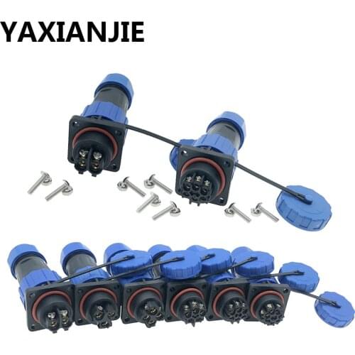SP20 IP68 waterproof connector plug Square 2 pin 3 pin 4 5 6 7 pin Screw crimping without welding connectors plug and socket