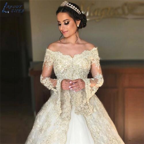 ZL1059 Wedding Dress 2019 Luxury Flare Sleeve Lace wedding gowns vestido de noiva robe de mariee vestidos de festa Bride Dress