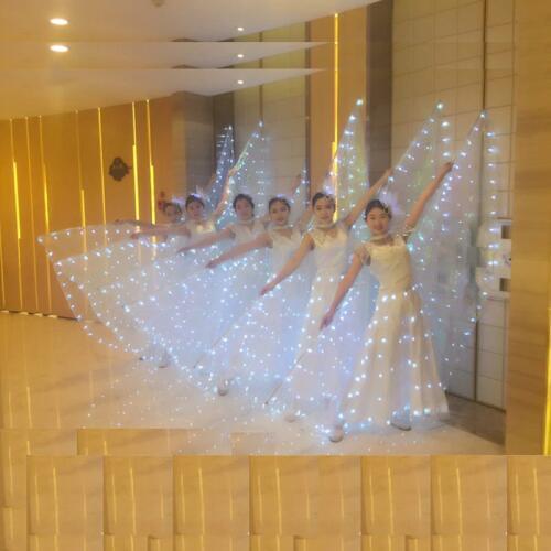 LED Wedding Dress Luminous Suits Light Clothing Glowing Wedding Skirt LED Wings Women Ballroom Dance stage glow prop gifts